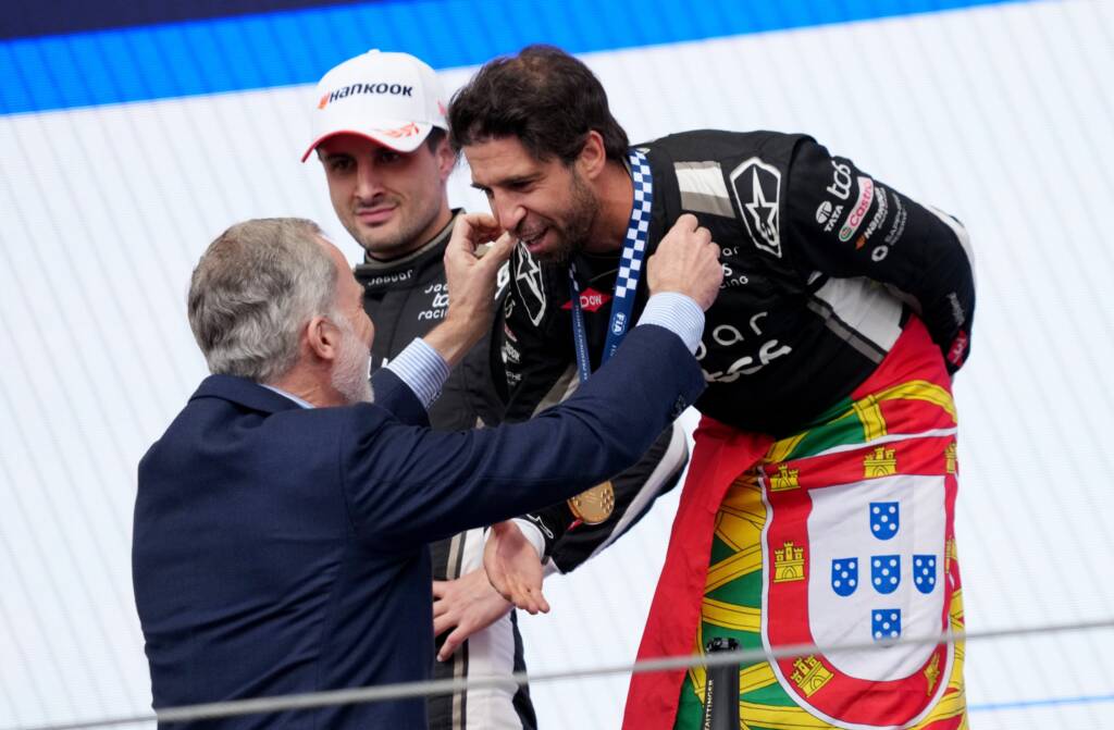 H.R.H King Felipe VI of Spain and Antonio Felix Da Costa at the Madrid E-Prix Podium ceremony