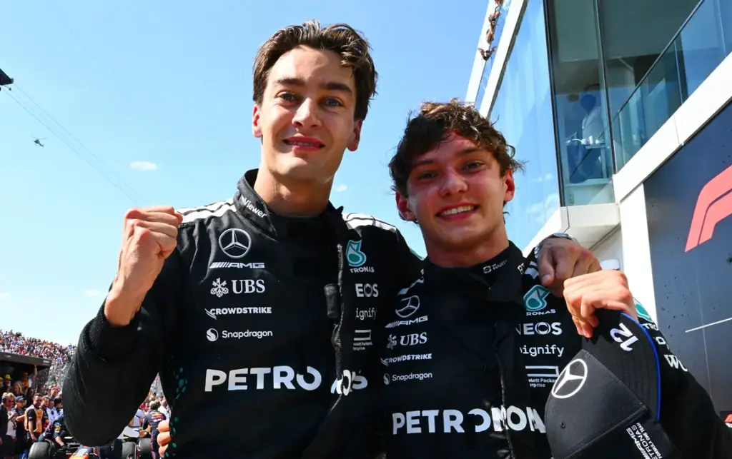 Mercedes teammates, George Russell and Kimi Antonelli