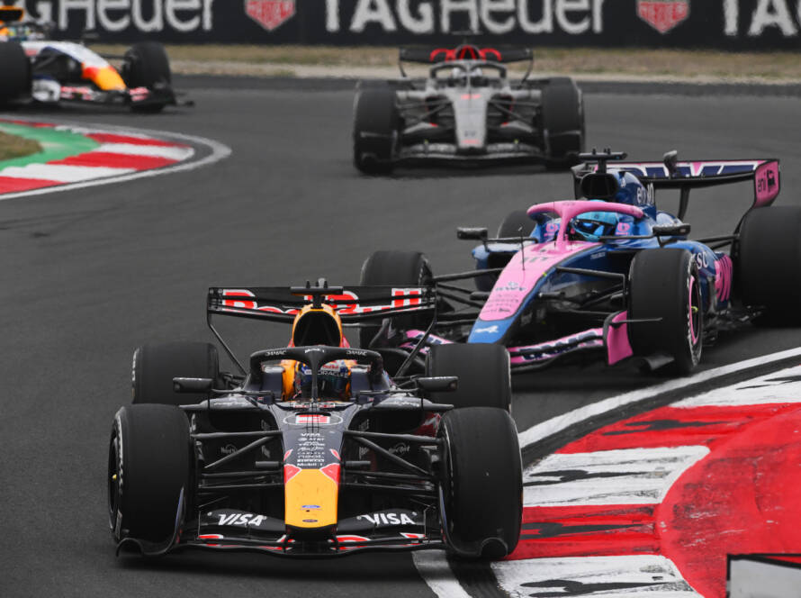 SHANGHAI, CHINA - MARCH 15: Max Verstappen of the Netherlands driving the (3) Oracle Red Bull Racing RB22 Red Bull Ford leads Pierre Gasly of France driving the (10) Alpine F1 A526 Mercedes on track during the F1 Grand Prix of China at Shanghai International Circuit on March 15, 2026 in Shanghai, China. (Photo by Rudy Carezzevoli/Getty Images) // Getty Images / Red Bull Content Pool