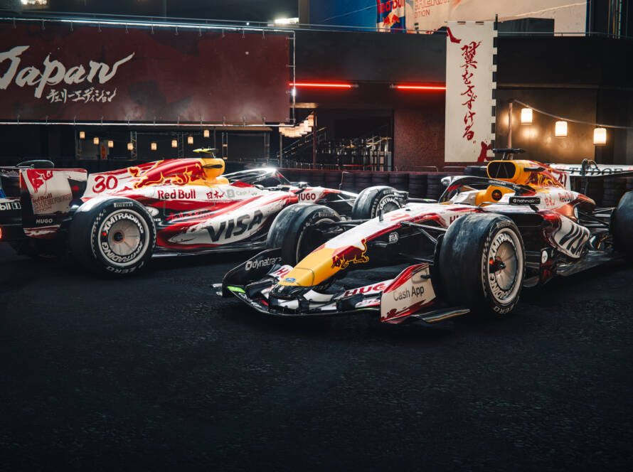 Digital renders of the VCARB 03 in the special livery ahead of the 2026 Japanese Grand Prix. // VCARB / Red Bull Content Pool