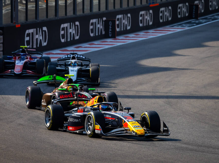 Nikola Tsolov #3 Campos Racing, during round 14 of the FIA Formula 2 Championship at Yas Marina Circuit on December 04–07, 2025 in Abu Dhabi, United Arab Emirates. // Dutch Photo Agency / Red Bull Content Pool