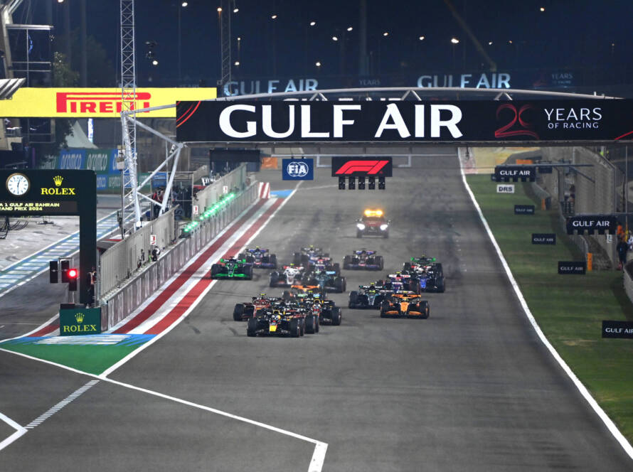 Start of the Bahrain Grand Prix at the Bahrain International Circuit during the 2024 Formula 1 season